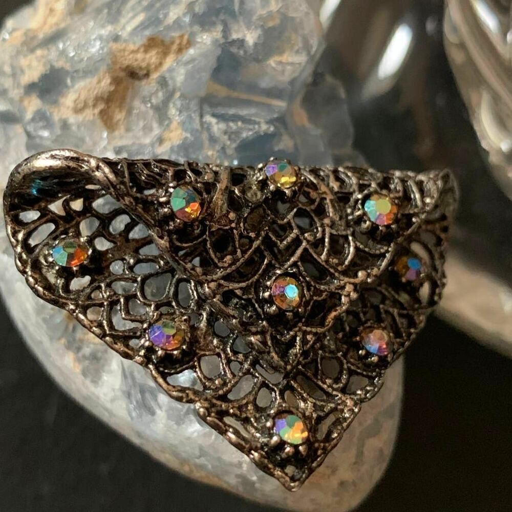 MUSI Silver tone Aurora Rhinestone Dress/Shoe clip, Stamped